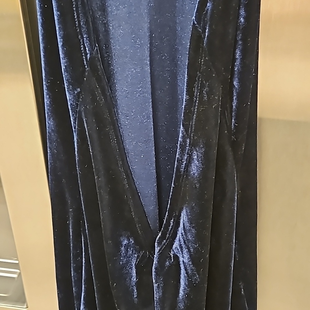đź’•RAT & BOAđź’• Velvet High Neck Plunging Back Maxi Dress ~ Dark Navy Blue M NWT - Picture 5 of 7